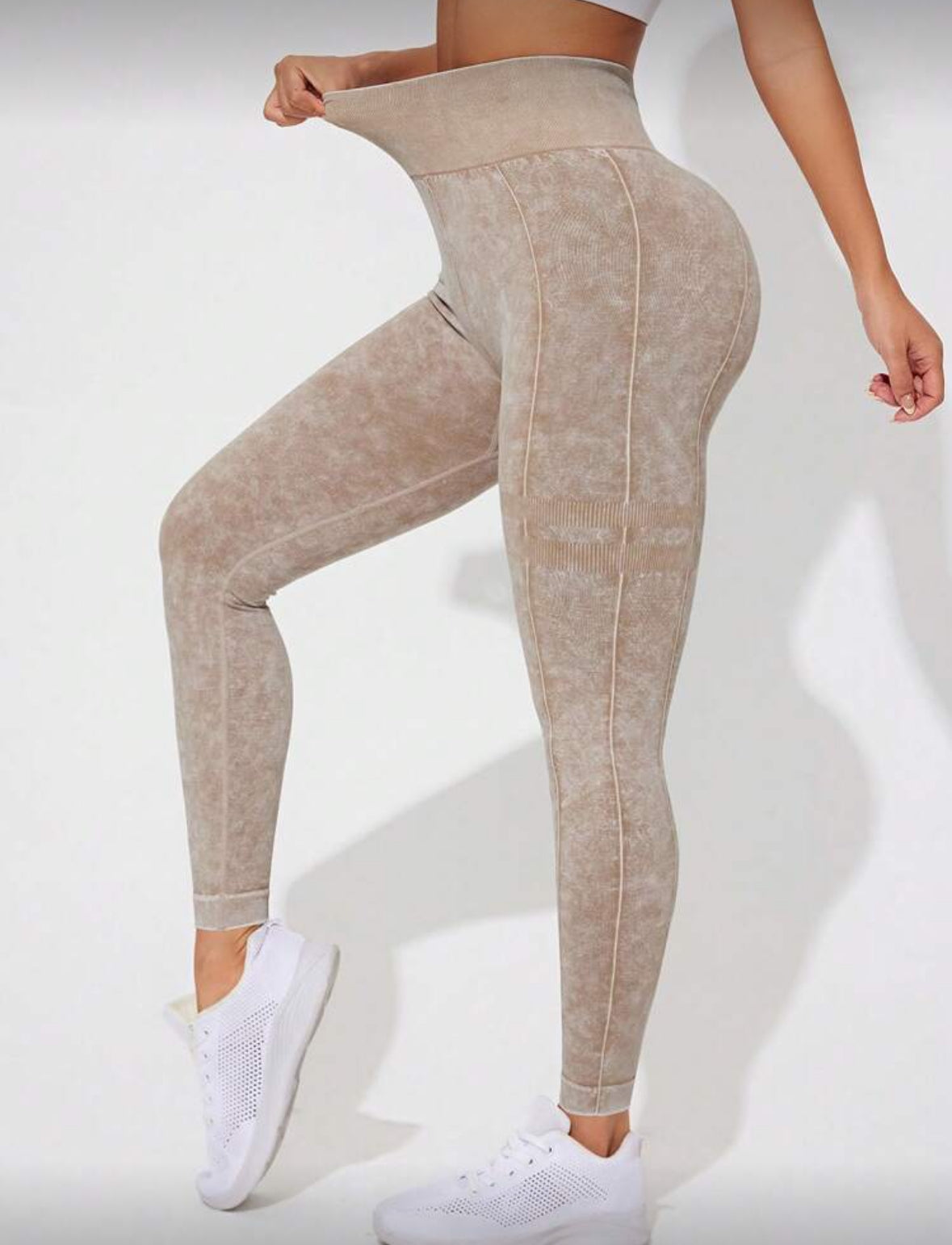 Leggins Scrunch, Push Up, Tono liso deslavado, Sin costuras