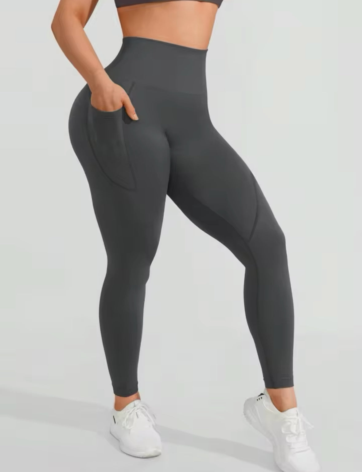Leggins con bolsa, Push Up, Sin costuras, Tono Liso