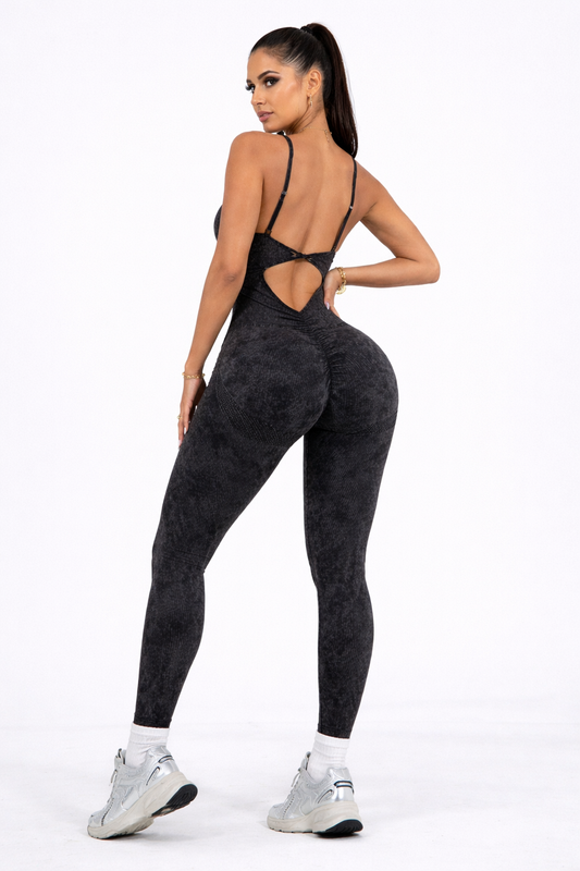 ‘Enterizo Push Up, Sin costuras, Mezclilla deslavado