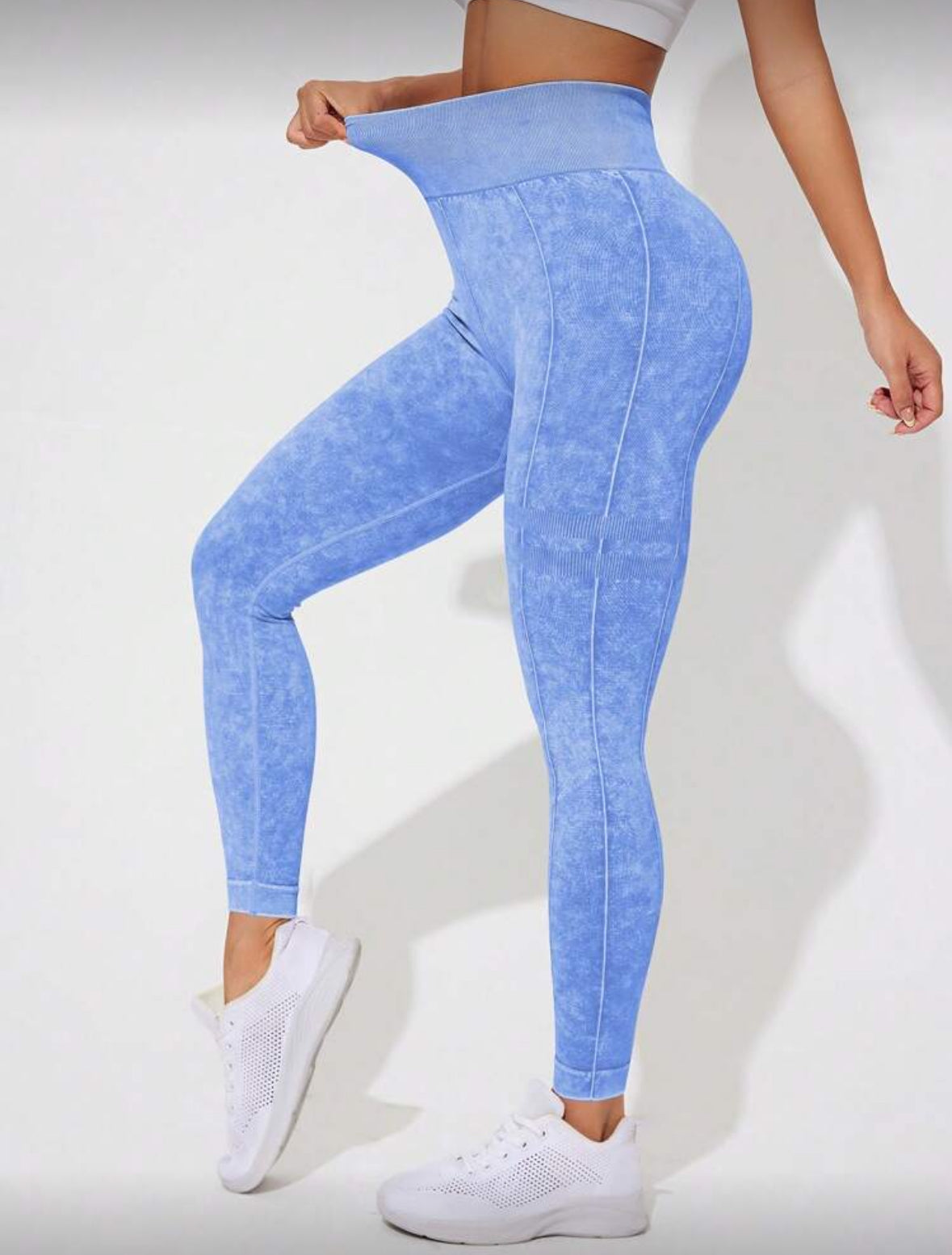 Leggins Scrunch, Push Up, Tono liso deslavado, Sin costuras