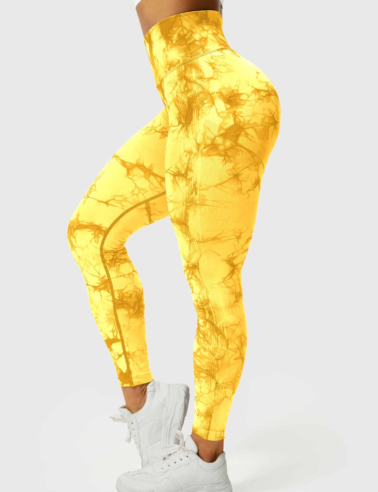 Leggins Amarillos, Push Up, Sin Costuras, Tie Dye, Premium