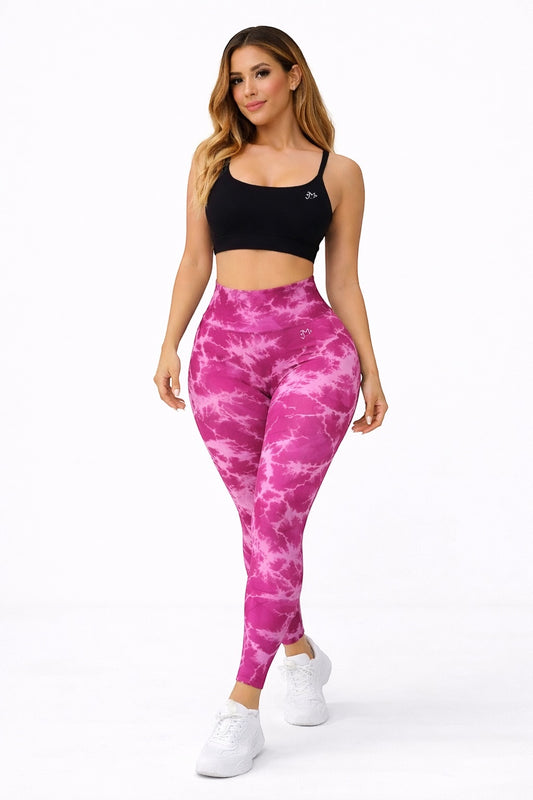 Leggin Push Up, Tie Dye, Rosa Fiusha