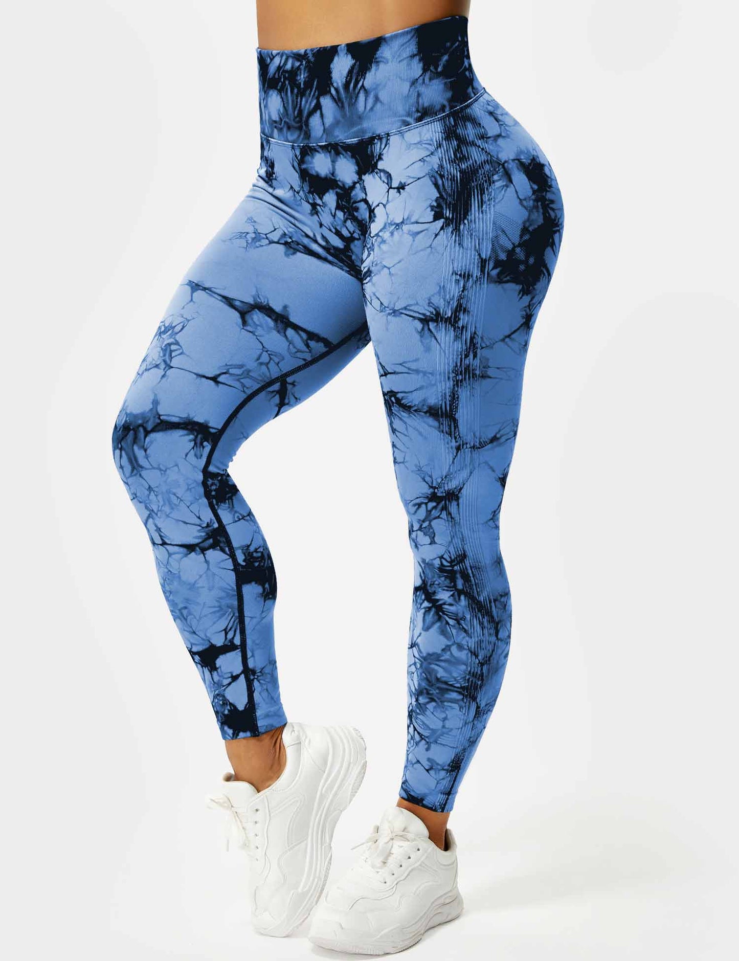 Leggins Azul Marino, Push Up, Sin costuras, Tie Dye, Premium
