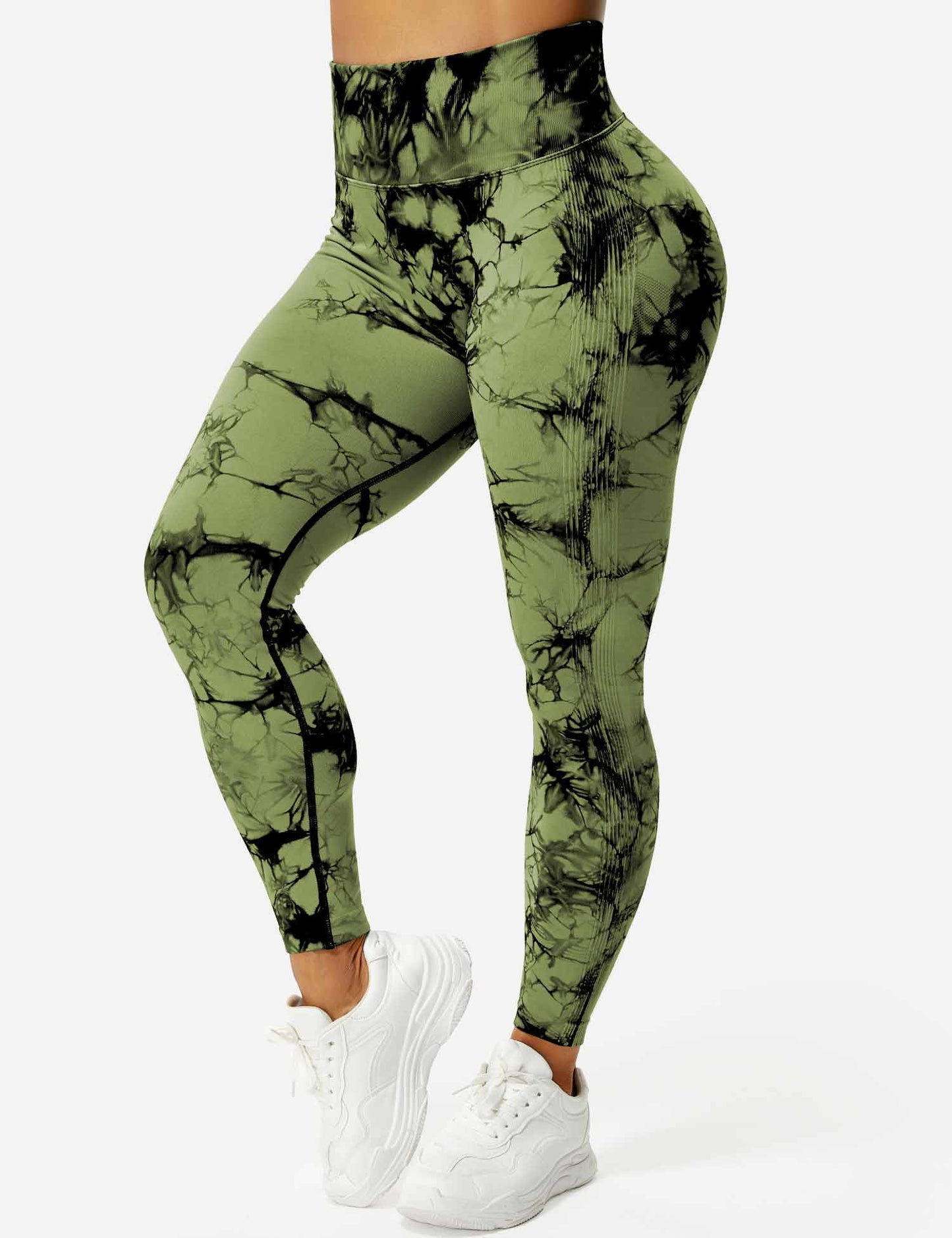 Leggins Verde Militar, Push Up, Sin costuras, Tie Dye, Premium