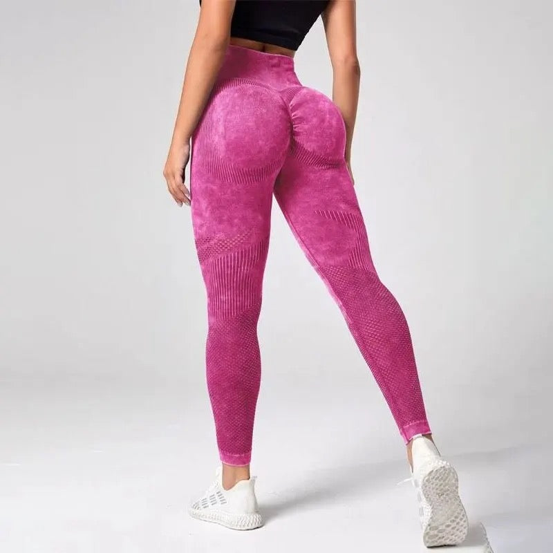 Leggins deportivo, Push Up, Sin costuras, Acabado Mezclilla deslavado