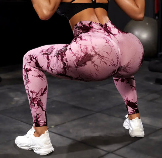 Leggins Rosa Violeta, Push Up, Sin costuras, Tie Dye
