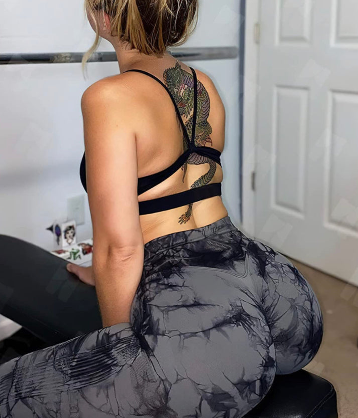 Leggin Push Up, Tie Dye, Gris oscuro, Premium.
