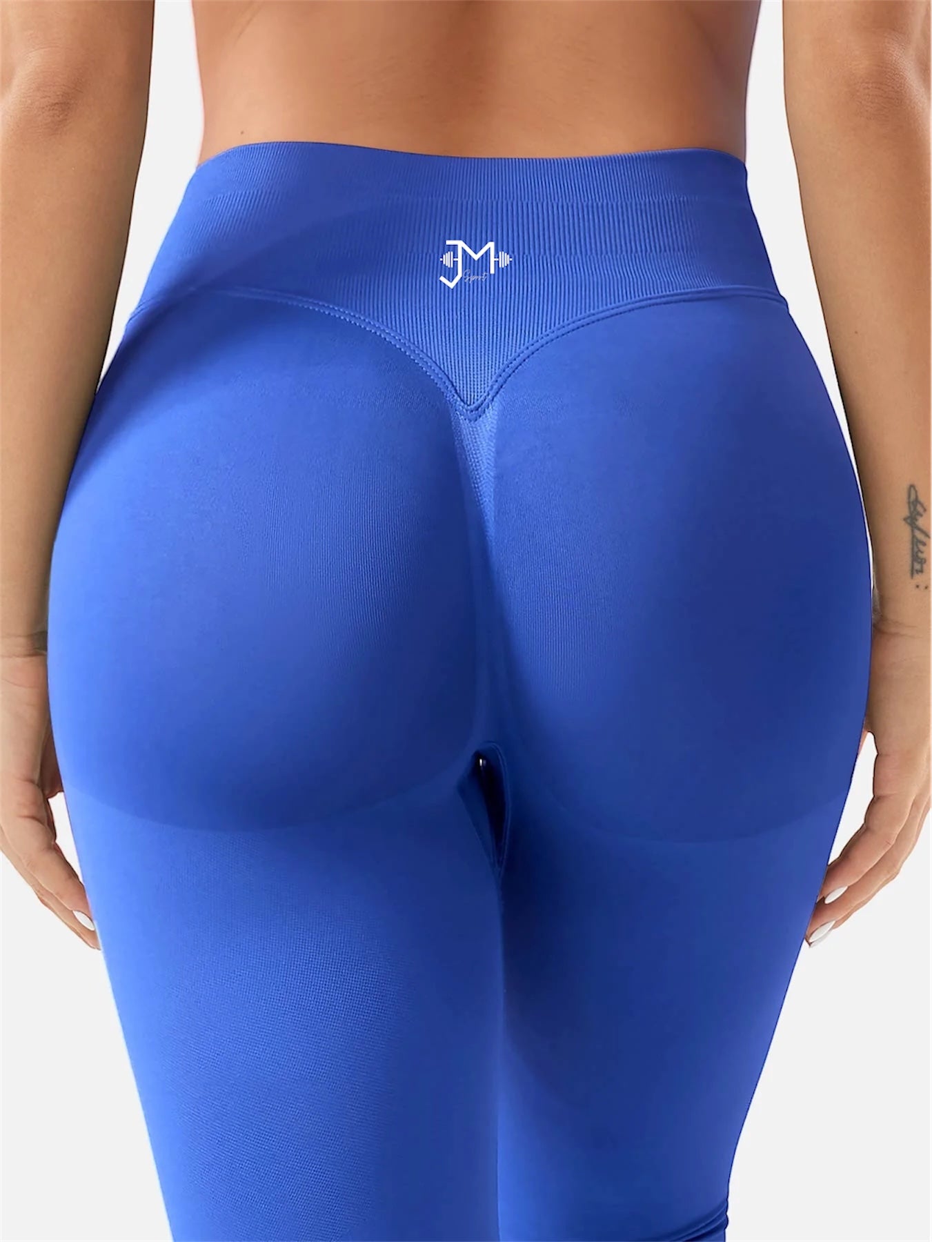 Leggings deportivos push up premium azul, cintura alta y fruncido oculto que realza glúteos
