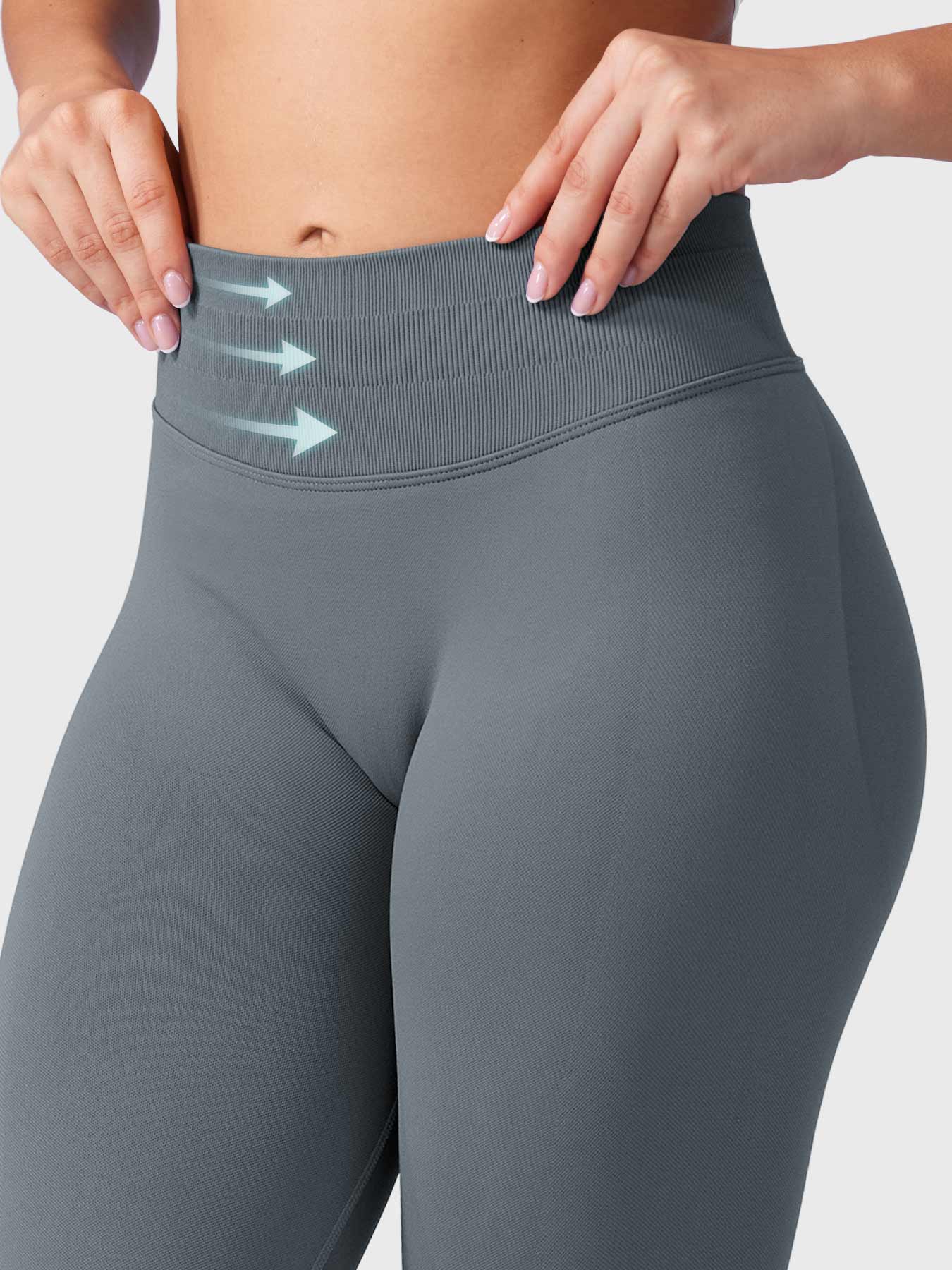 Leggings deportivos push up premium gris, cintura alta y fruncido oculto que realza glúteos