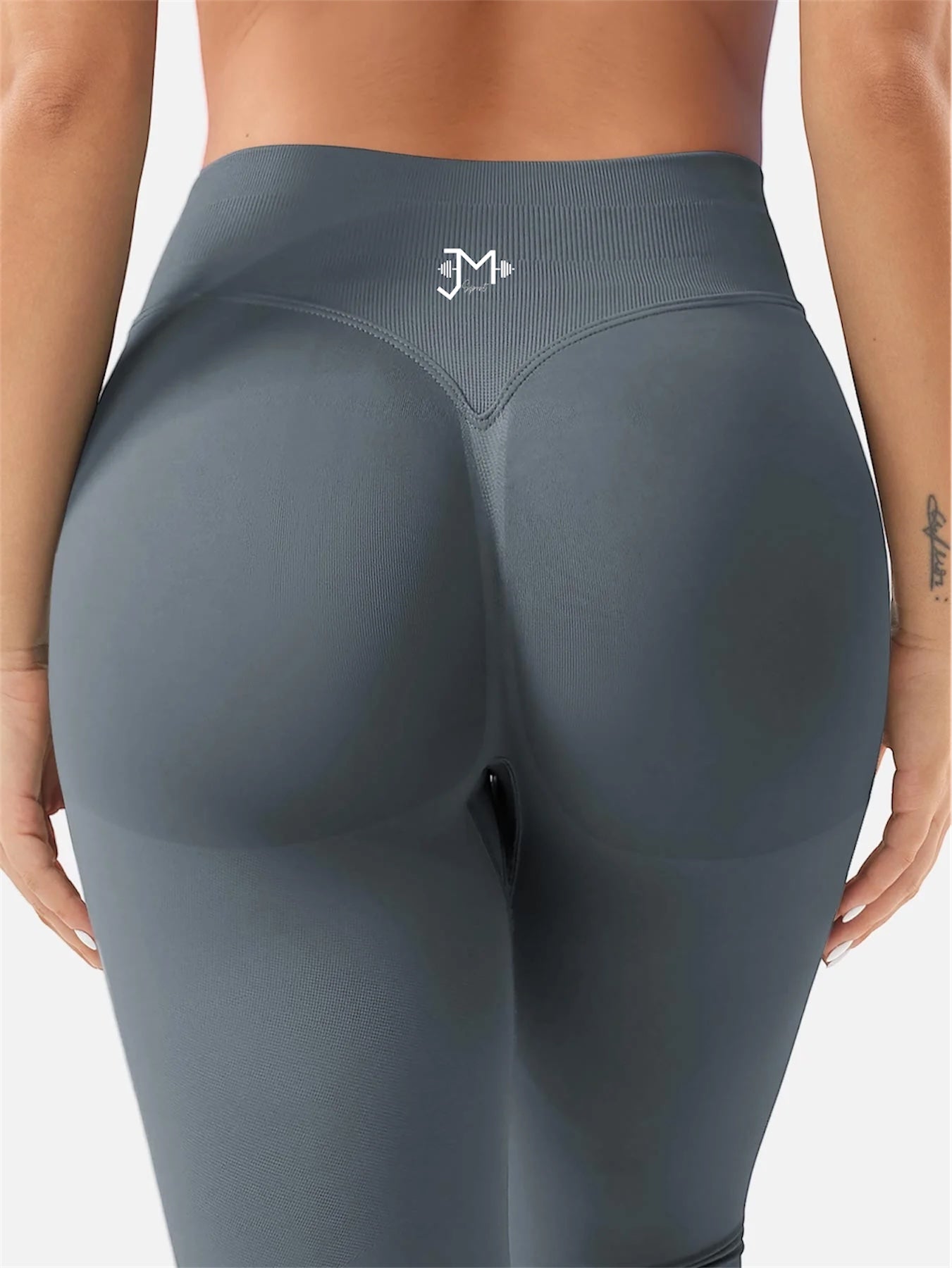 Leggings deportivos push up premium gris, cintura alta y fruncido oculto que realza glúteos