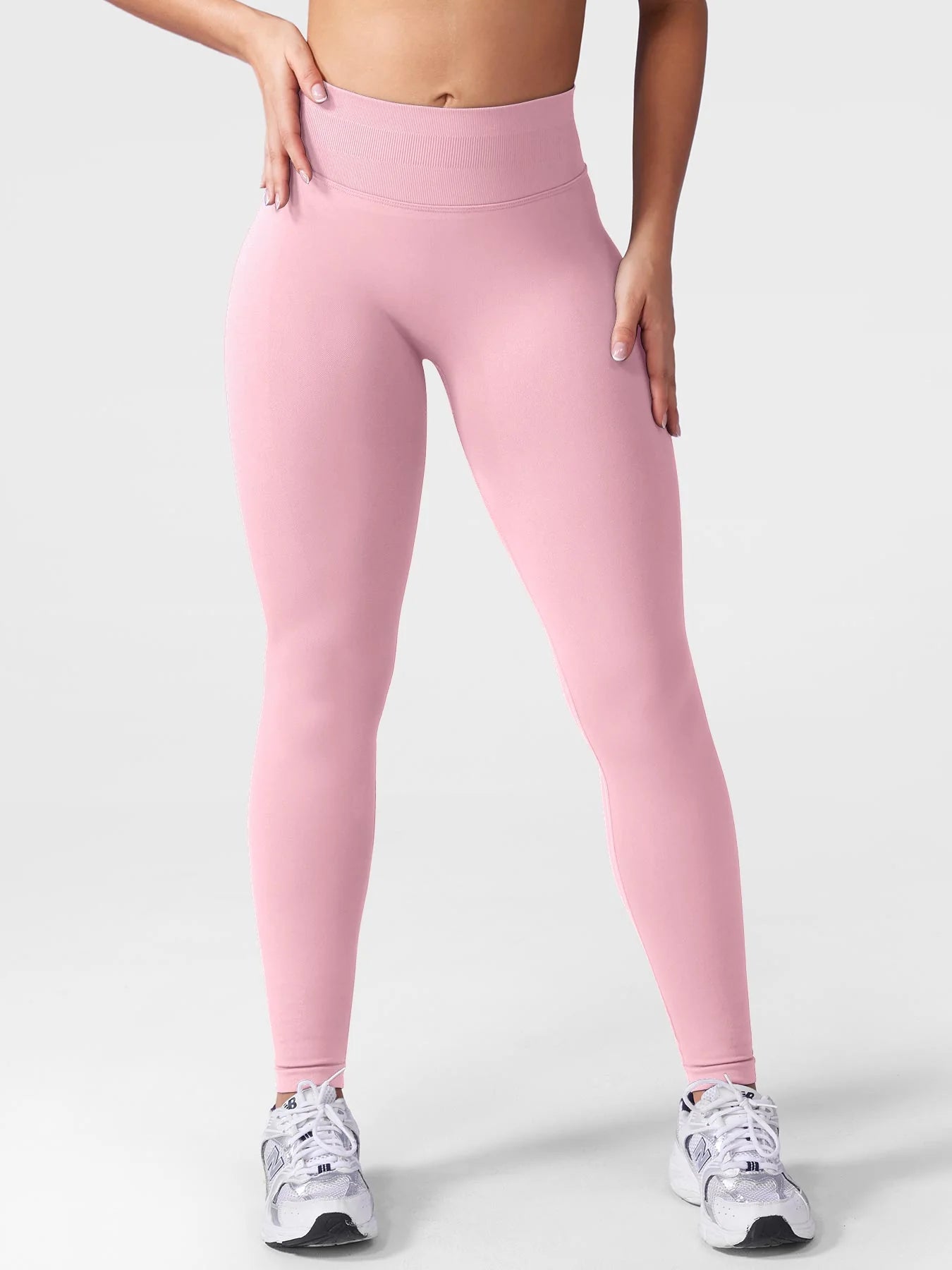Leggings deportivos push up premium rosa, cintura alta y fruncido oculto que realza glúteos