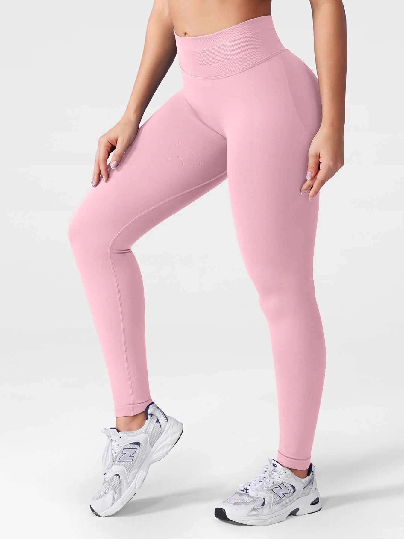 Leggings deportivos push up premium rosa, cintura alta y fruncido oculto que realza glúteos