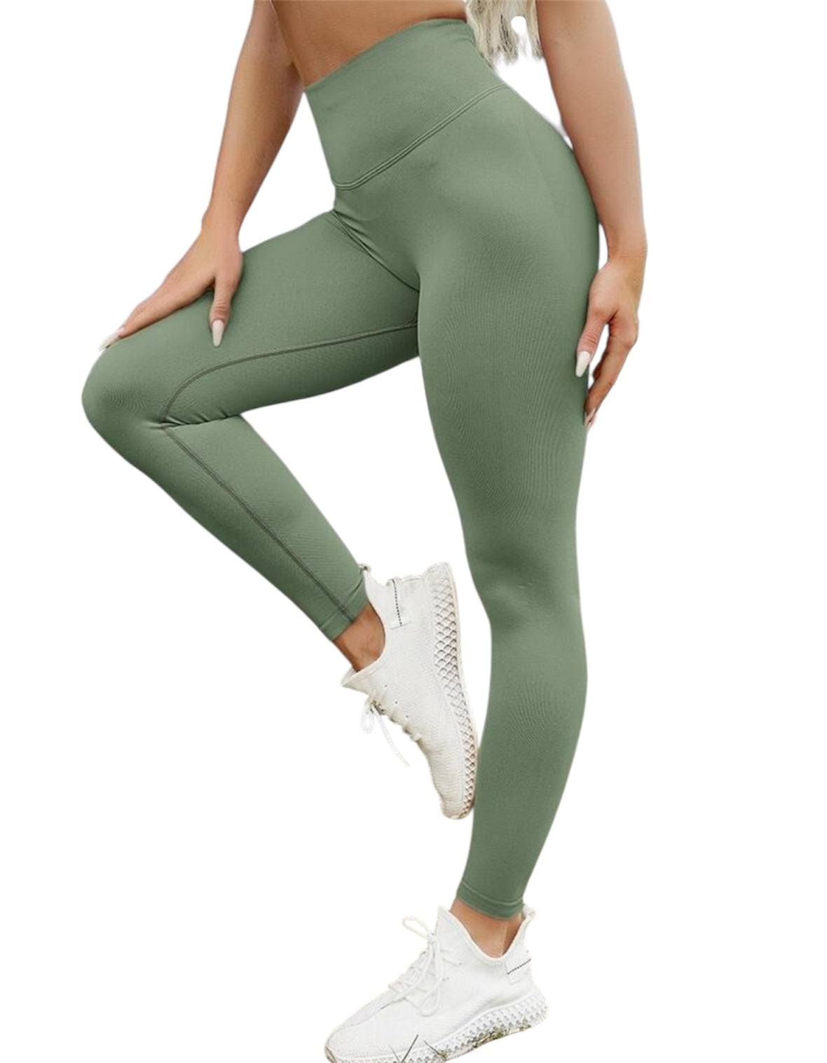 Leggings deportivos push up premium verde claro, cintura alta y fruncido oculto que realza glúteos