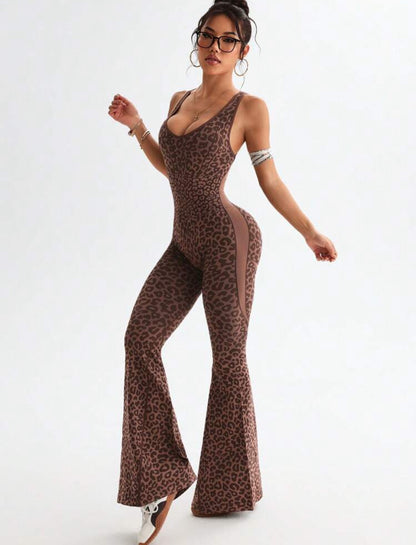 ‘Enterizo Push Up, Sin costuras, Animal print, Acampanado