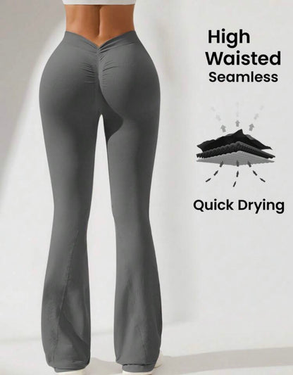 Leggins corte V, Acampanado, Push Up, Sin costuras