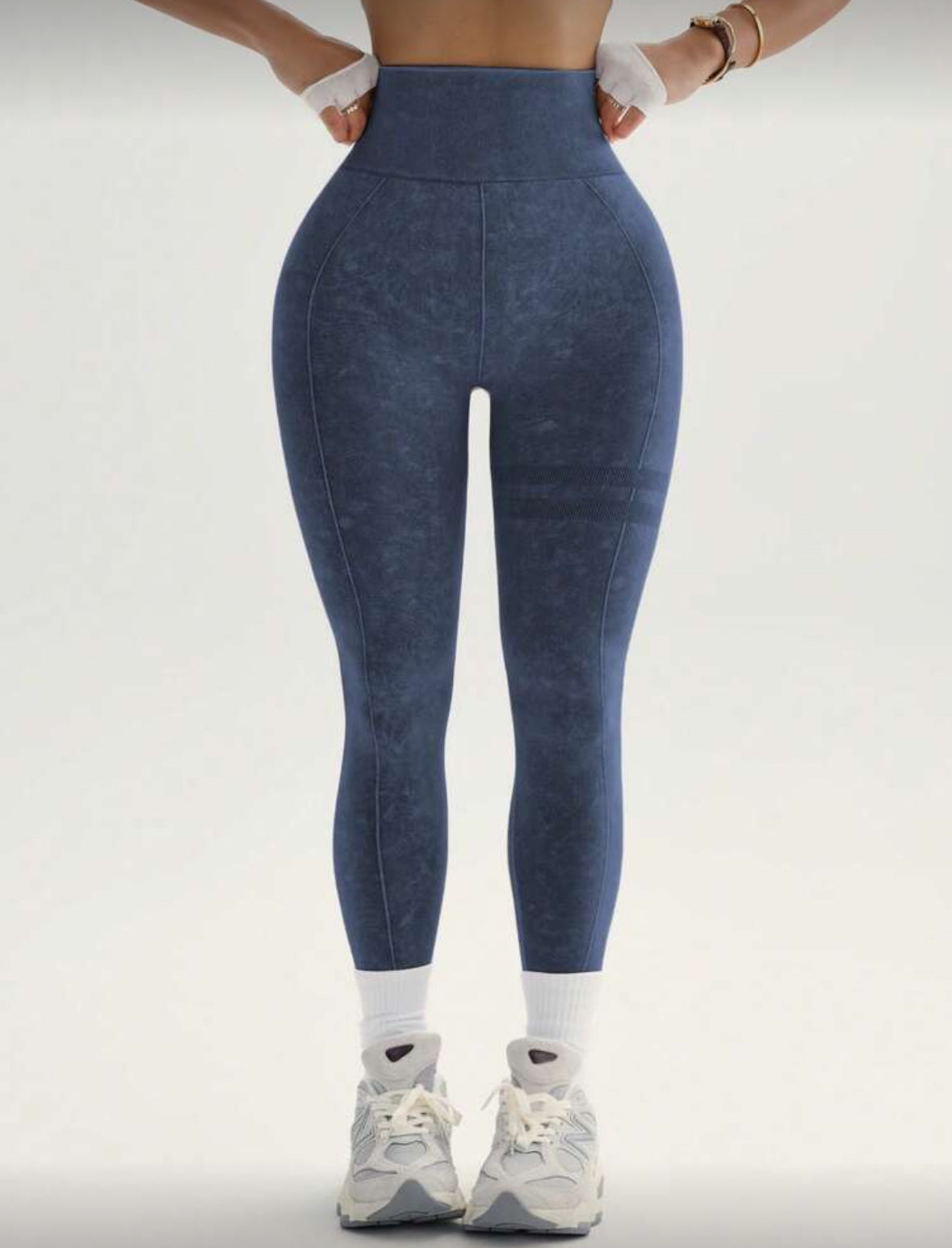 Leggins Scrunch, Push Up, Tono liso deslavado, Sin costuras