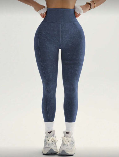 Leggins Scrunch, Push Up, Tono liso deslavado, Sin costuras