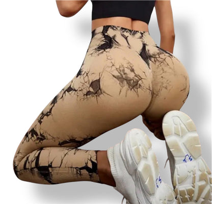 Leggins Café claro, Push Up, Sin costuras, Tie Dye