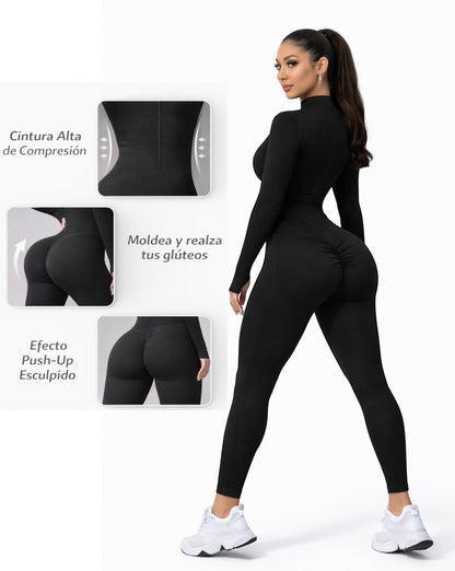 Enterizo Push Up, Sin costuras, Manga larga, Premium