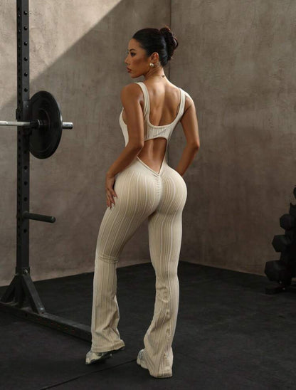 ‘Enterizo Push Up, Sin costuras, Crema , Acampanado