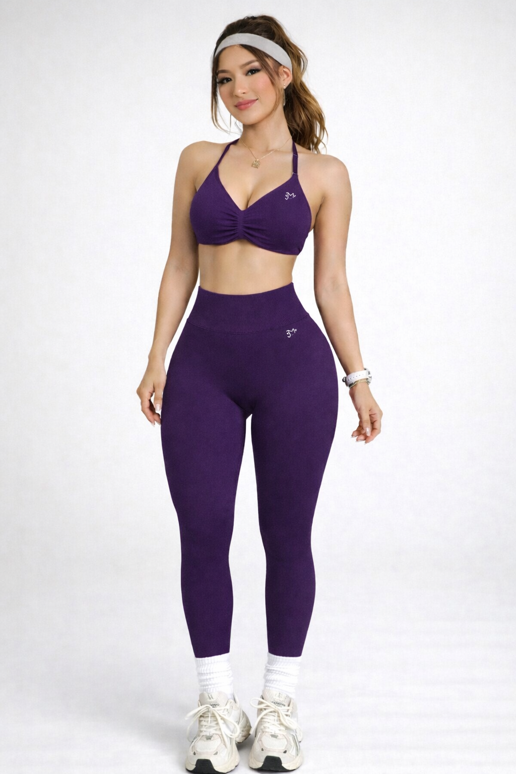 Conjunto Push Up, Top y Leggins Sin costuras, tono Liso