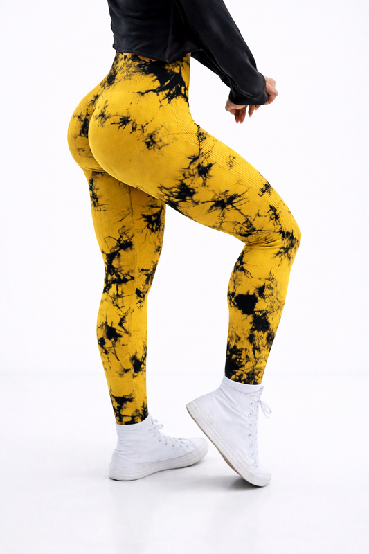 Leggins Mostaza, Push Up, Sin costuras, Tie Dye