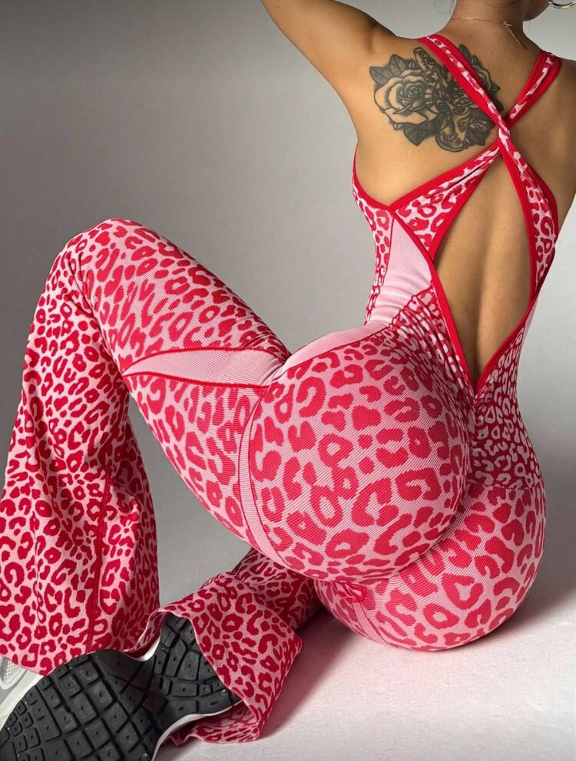 ‘Enterizo Push Up, Sin costuras, Animal print, Acampanado
