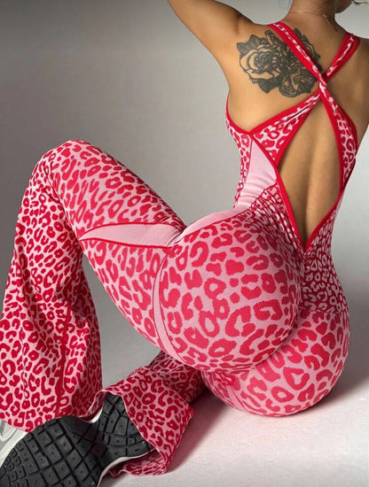 ‘Enterizo Push Up, Sin costuras, Animal print, Acampanado