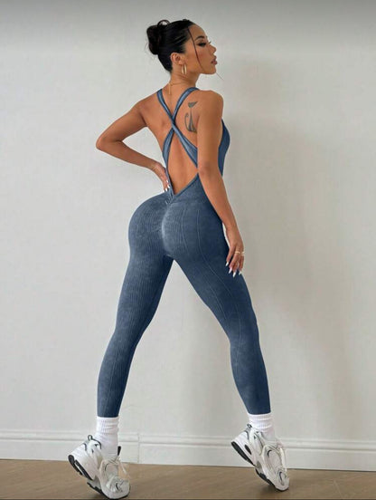 Enterizo Push Up, Sin costuras, acabado deslavado