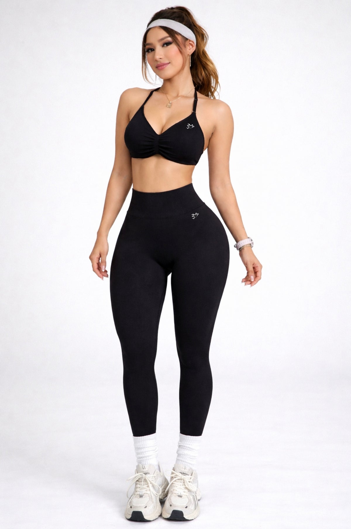 ‘Conjunto Push Up, Deportivo (material ligero, elástico) , Top y Leggins Sin costuras, tono Liso