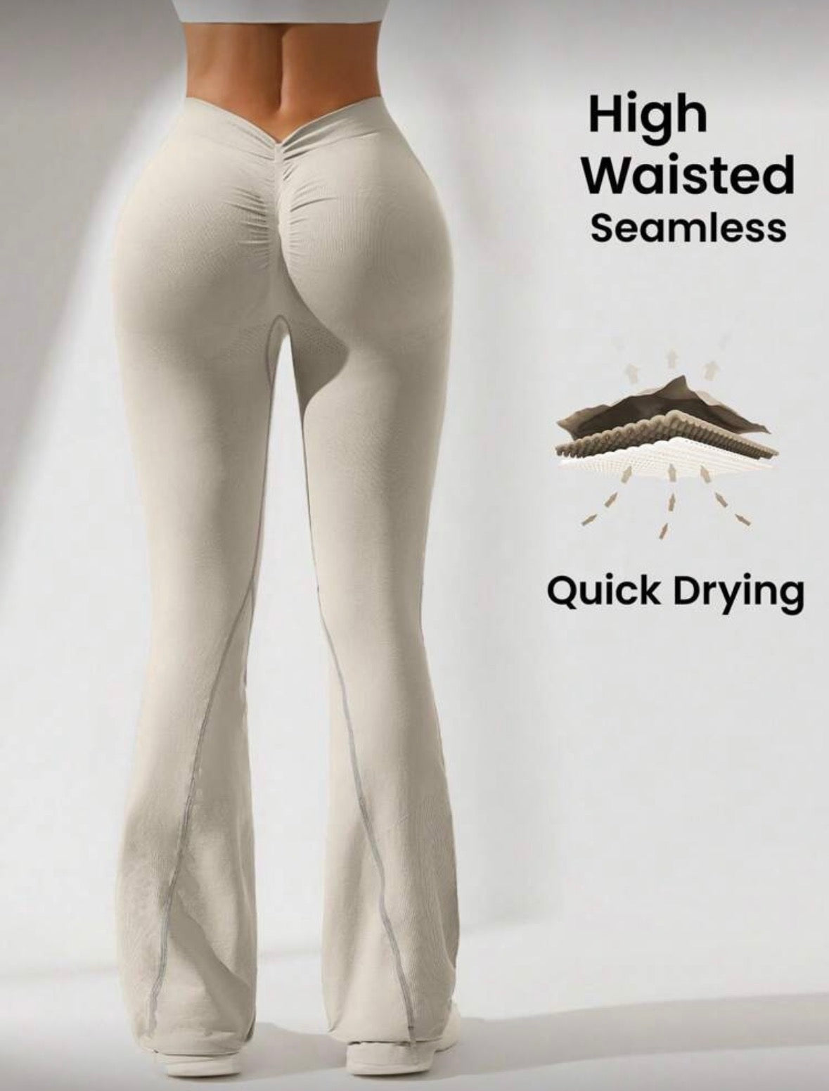 Leggins corte V, Acampanado, Push Up, Sin costuras