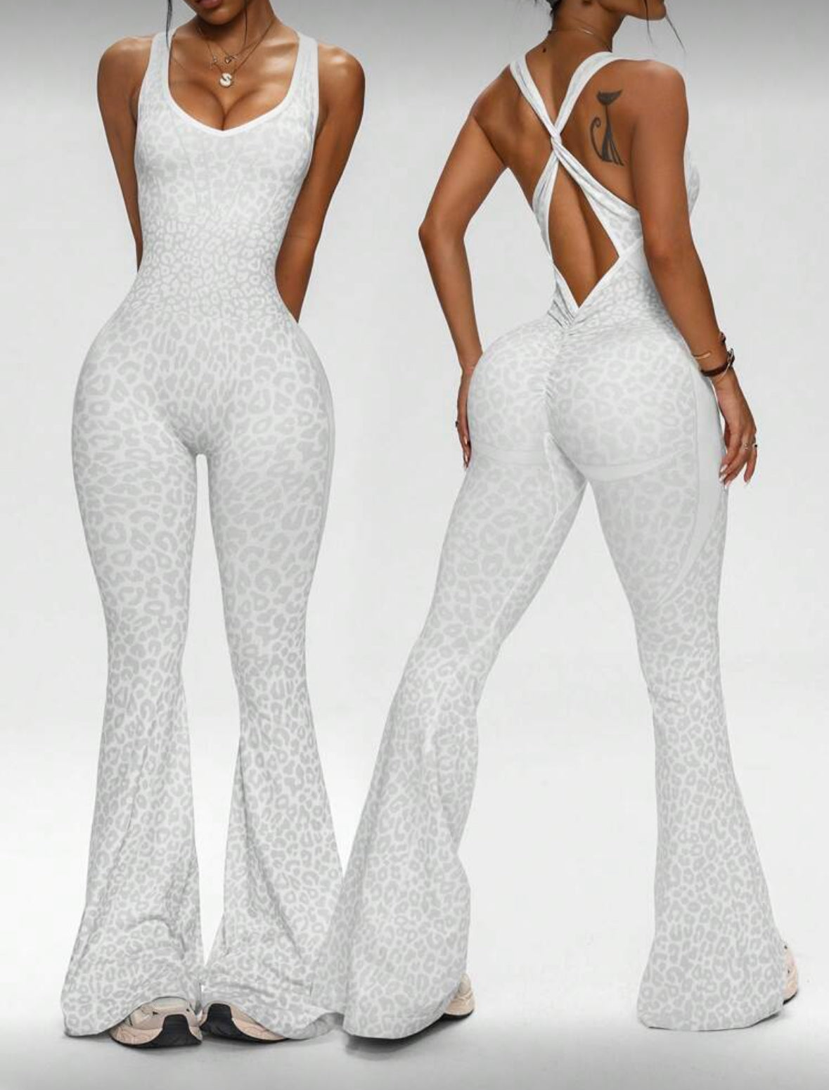 ‘Enterizo Push Up, Sin costuras, Animal print, Acampanado