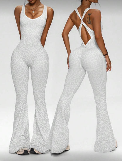 ‘Enterizo Push Up, Sin costuras, Animal print, Acampanado
