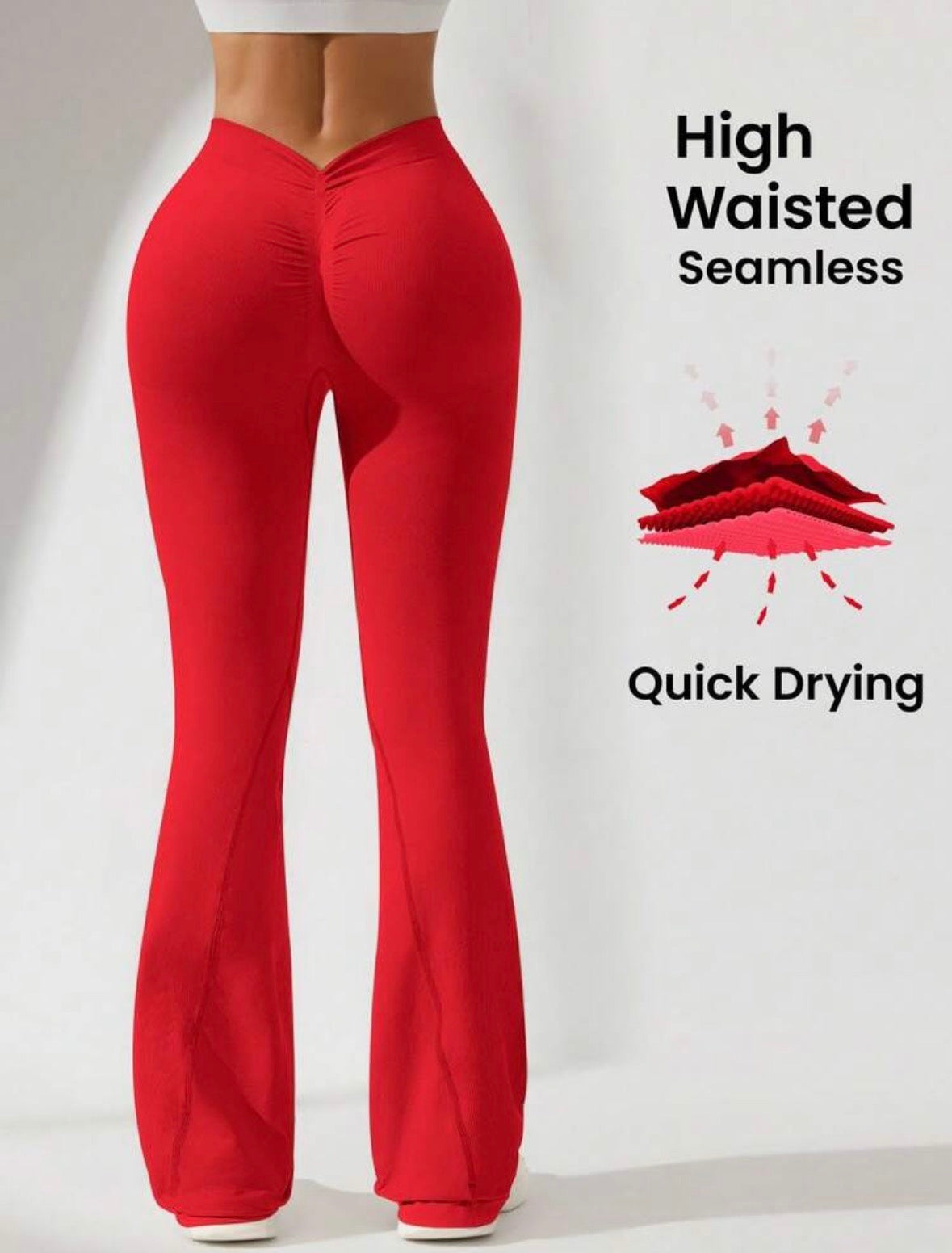 Leggins corte V, Acampanado, Push Up, Sin costuras
