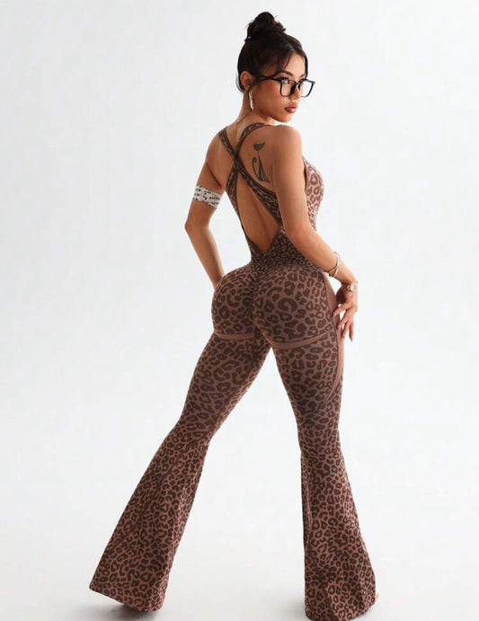 ‘Enterizo Push Up, Sin costuras, Animal print, Acampanado