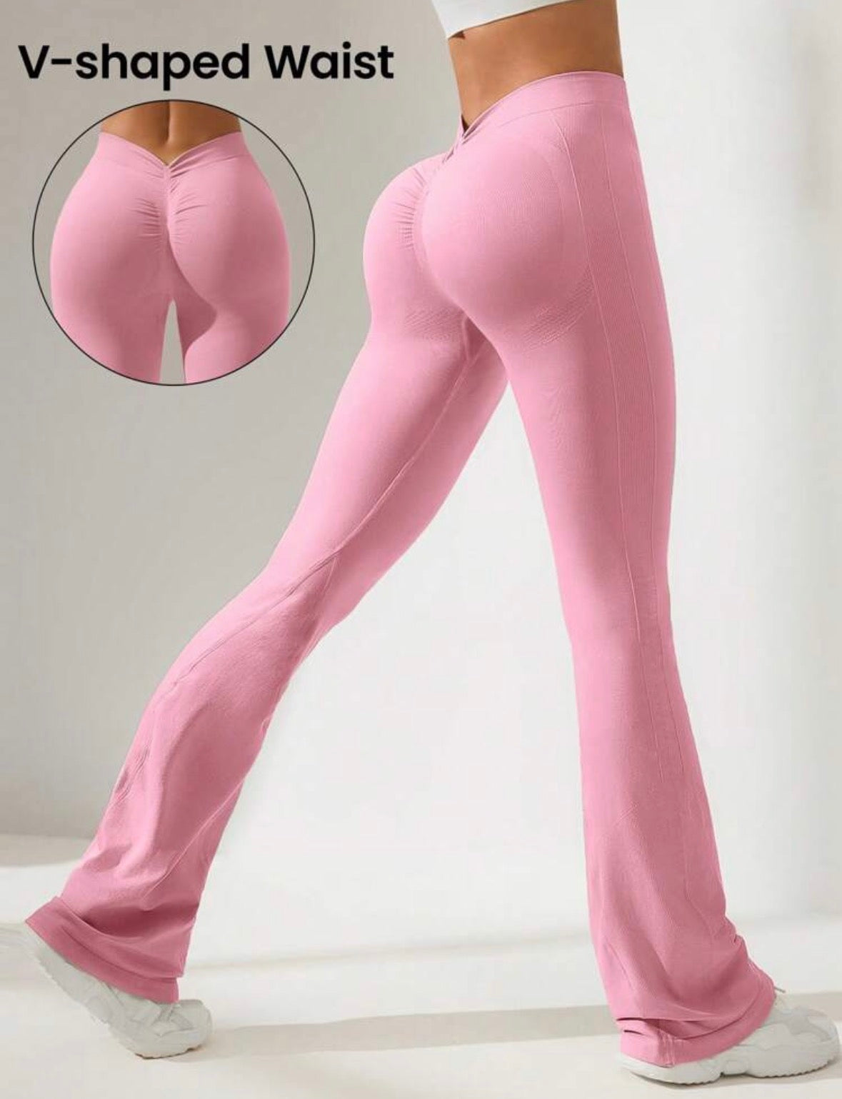 Leggins corte V, Acampanado, Push Up, Sin costuras