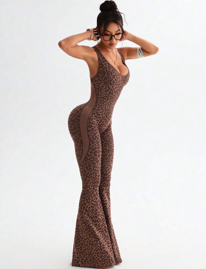 ‘Enterizo Push Up, Sin costuras, Animal print, Acampanado