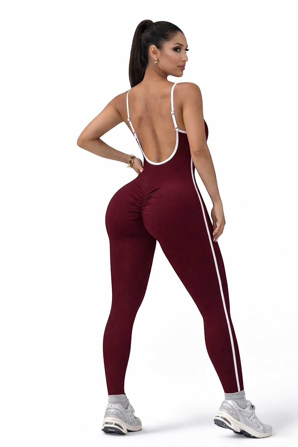 ‘Enterizo Push Up, con tirantes, Sin costuras, Líneas blancas