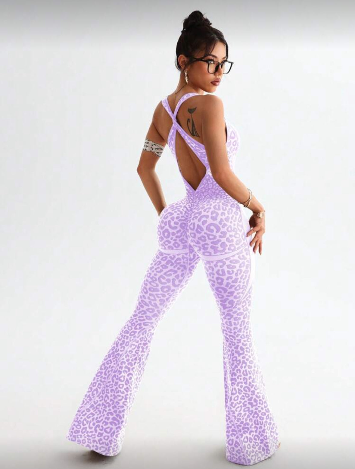 ‘Enterizo Push Up, Sin costuras, Animal print, Acampanado