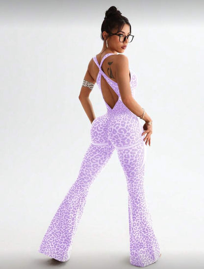 ‘Enterizo Push Up, Sin costuras, Animal print, Acampanado