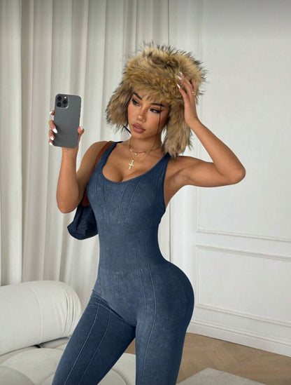 Enterizo Push Up, Sin costuras, acabado deslavado