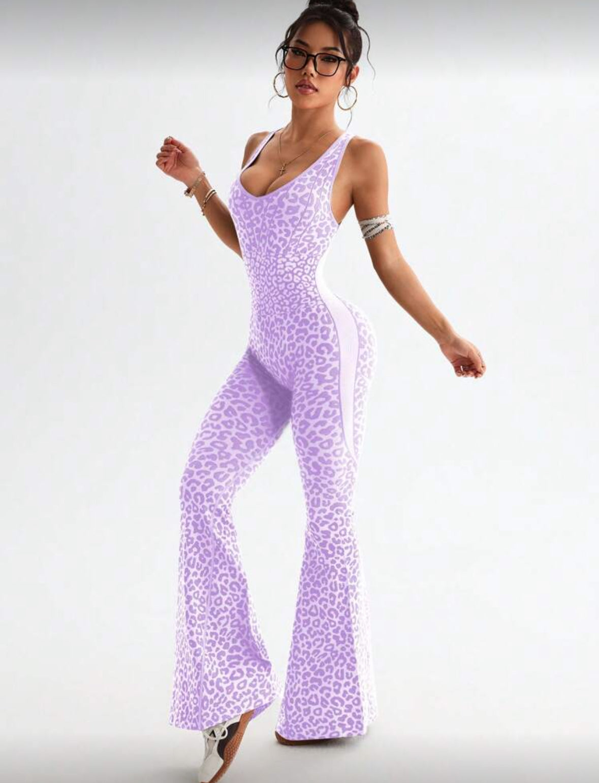 ‘Enterizo Push Up, Sin costuras, Animal print, Acampanado