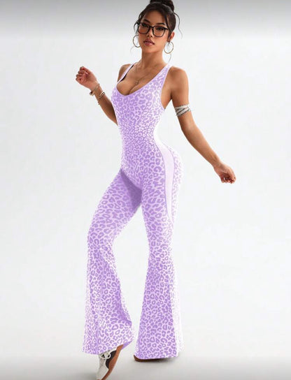 ‘Enterizo Push Up, Sin costuras, Animal print, Acampanado