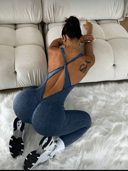 Enterizo Push Up, Sin costuras, acabado deslavado