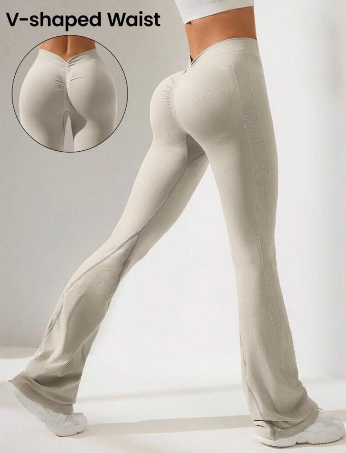 Leggins corte V, Acampanado, Push Up, Sin costuras
