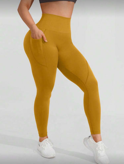 Leggins con bolsa, Push Up, Sin costuras, Tono Liso