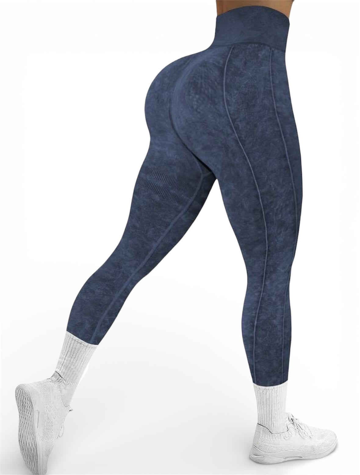 Leggins Scrunch, Push Up, Tono liso deslavado, Sin costuras