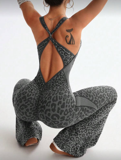 ‘Enterizo Push Up, Sin costuras, Animal print, Acampanado