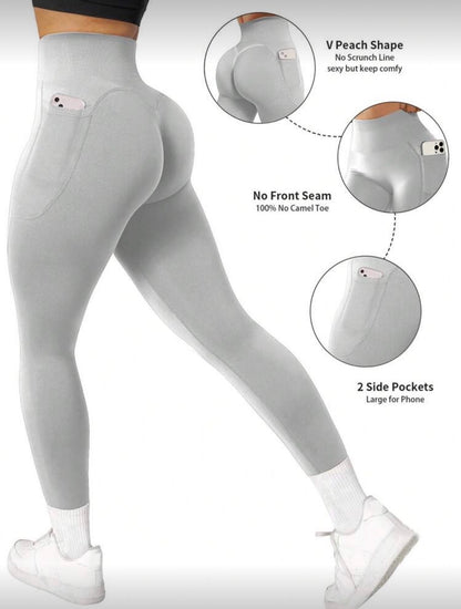 Leggins con bolsa, Push Up, Sin costuras, Tono Liso