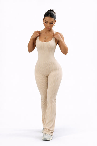 ‘Enterizo Push Up, Sin costuras, Crema , Acampanado